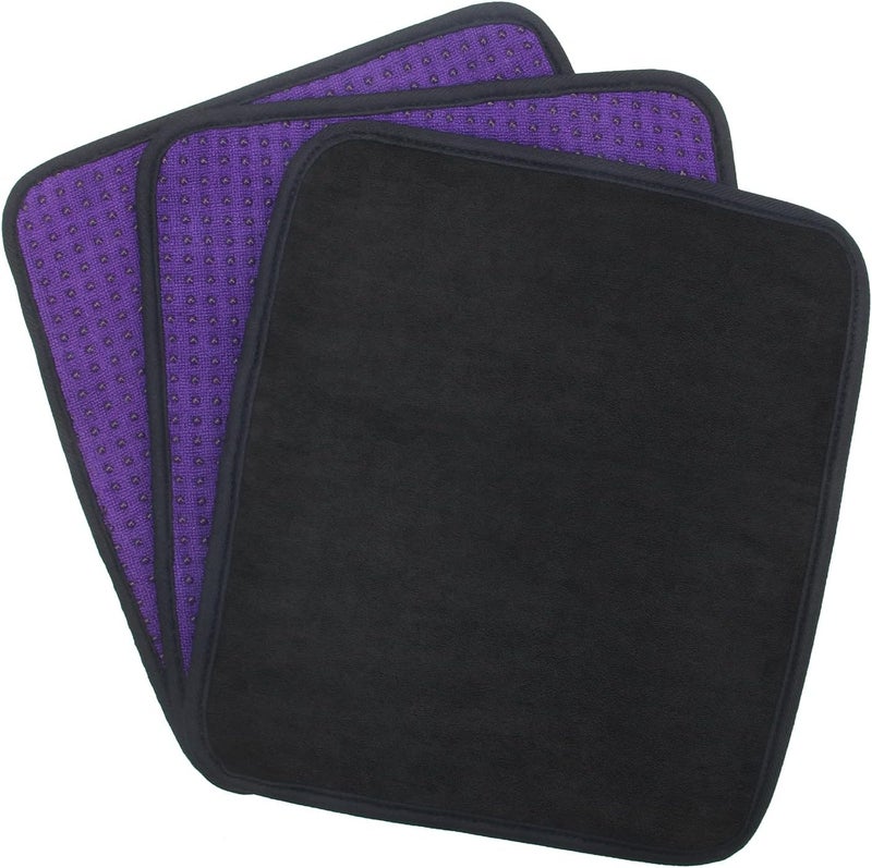 Anglekai 3 Pack Bowling Ball Towels, 10" x 8" Microfiber Bowling Shammy Accessories with Easy-Grip Dots Non-Slip (Purple) - Image 1